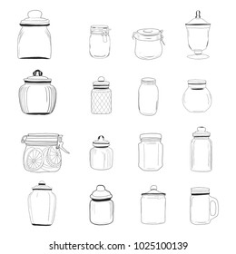 Classic Glass Jars isolated on white.