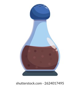 Classic glass pepper shaker with a blue top, filled with dark peppercorns, ready to add a dash of flavor