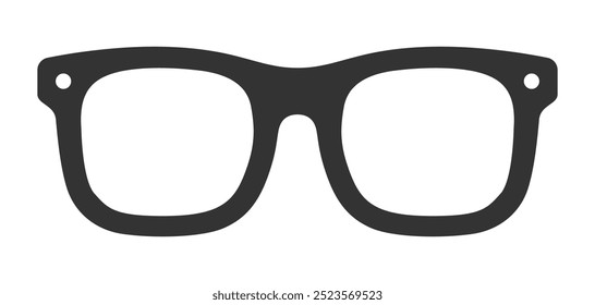 Classic glasses icon in black and white. Vector illustration perfect for eyewear, fashion, or optometry-related designs.