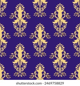 Classic gold damask seamless pattern, Vintage Luxury elements, Vector Illustration for Elegant Textile Design, Traditional, Turkish motifs. For fabric and textile, wallpaper, packaging, or any idea
