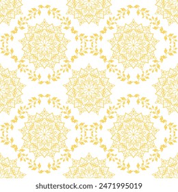 Classic gold damask seamless pattern, Luxury textile, Traditional, Ethnic, Arabic, Turkish, Indian motifs. Great for fabric and textile, wallpaper, packaging design or any idea, Vector Illustration