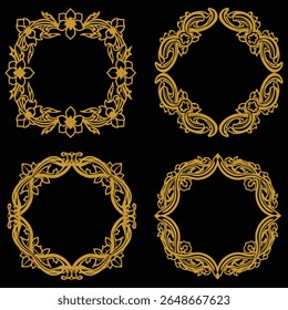 Classic Gold Floral Borders Decorative Base Collection Universal Use