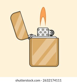 Classic gold lighter. Vector design