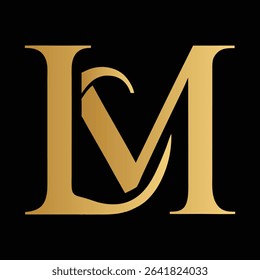 Classic Gold Monogram Logo with Initials LM