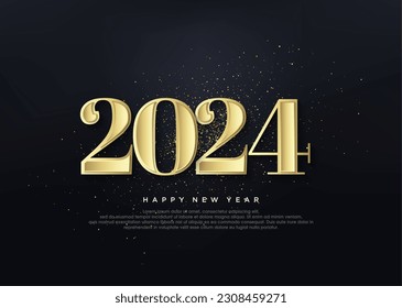 Classic gold number 2024, for the greeting of the 2024 new year celebration.