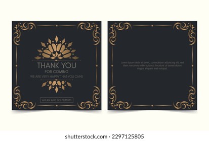 classic gold thank you wedding card