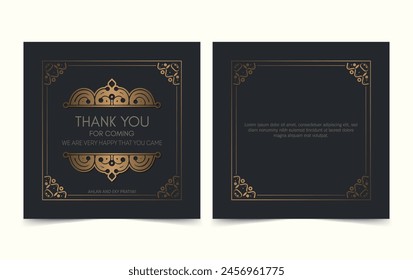 classic gold thank you wedding card