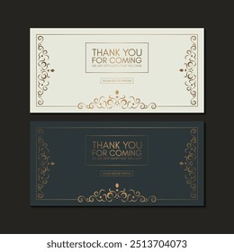 classic gold thank you wedding card