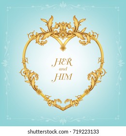 Classic Gold Wedding Card.illustration