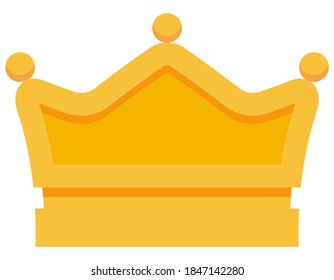 Classic golden crown. Beautiful royal symbol in cartoon style.