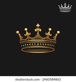 classic golden crown isolated on black background vector illustration