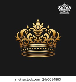 classic golden crown isolated on black background vector illustration