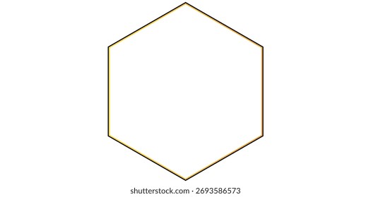 Classic Golden Hexagonal Frame Vector Illustration.	
