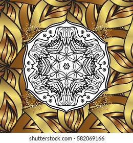 Classic golden pattern. Vector traditional orient ornament. Golden pattern on red background with golden elements.