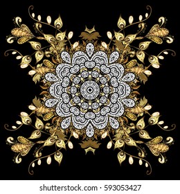 Classic golden pattern. Vector traditional orient ornament. Golden pattern on black background with golden elements.
