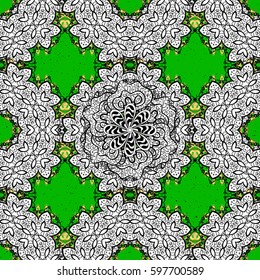 Classic golden pattern. Vector traditional orient ornament. Golden pattern on green background with golden elements.
