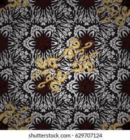 Classic golden pattern. Vector traditional orient ornament. Golden pattern on brown background with golden elements.