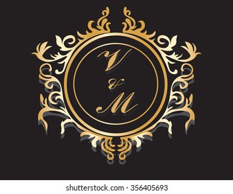 Classic Golden Royal frame with ornaments. Vector