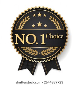 Crachá dourado clássico com o distintivo "No. 1 Choice", ideal para excelência de produto, anúncios de prêmios ou destaques de satisfação do cliente.