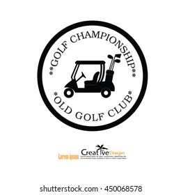 classic golf cart logo, emblems, badges,restoration and club design elements. Vector illustration.