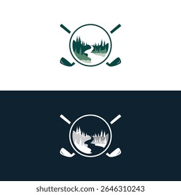 classic golf and river design illustration