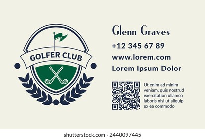 Classic golfer club badge with crossed golf clubs, emblem design, vector illustration, perfect for member identification and club marketing materials.