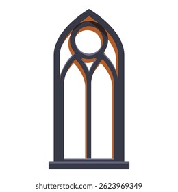 A janela de arco gótico clássico com uma moldura de pedra é um elemento arquitetônico de vários períodos históricos