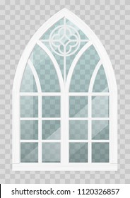 Classic Gothic window of wood in medieval style for the church or castle. Vector graphics