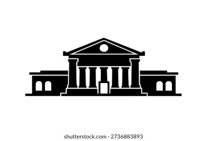 Classic Government Building Silhouette Vector Illustration of Courthouse or Museum Icon for Law and Justice Web Design Template