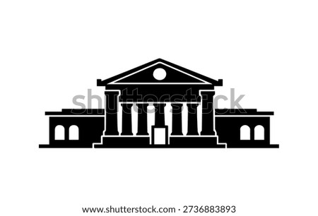 Classic Government Building Silhouette Vector Illustration of Courthouse or Museum Icon for Law and Justice Web Design Template