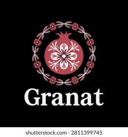 Classic granat fruit wreath emblem