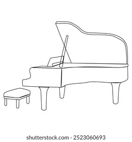 Classic grand piano icons. Outline of classic grand piano vector icons for web design isolated on white background