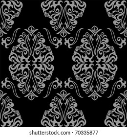 classic gray seamless ornament on a black background