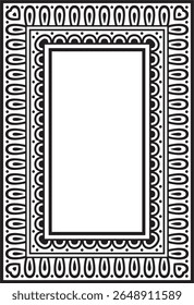 Classic greek black monochrome square ornament. Vector pattern, ancient hellenic rectangle. European border.
