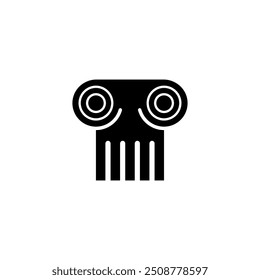 Classic Greek column icon in a minimalist black and white design.