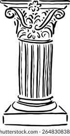 Classic Greek Column Sketch for Elegant Product Labeling