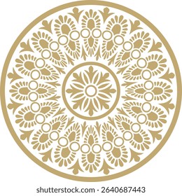 Classic Greek golden round ornament. Vector pattern, circle of ancient Hellenes. European border - ring.
