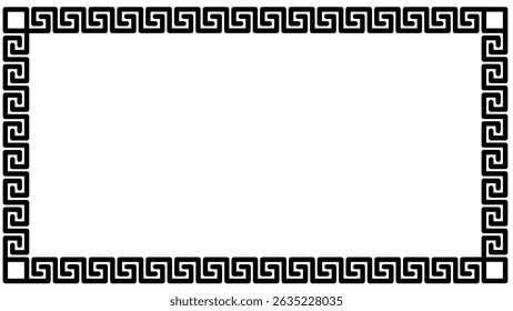 Quadro de borda chave grega clássico com padrão meandro, ideal para certificados, convites e projetos decorativos.
