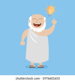 Classic Greek philosopher in cartoon style. Vector illustration. 