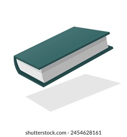 Classic green book illustration closed. Flat cartoon vector illustration. Eps10. Isolated on transparent white background.