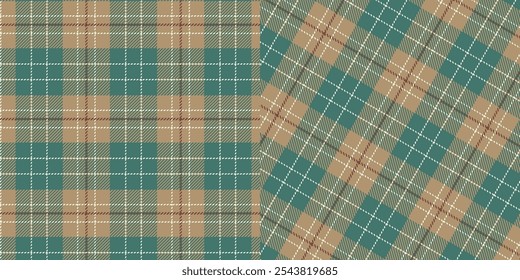 Tom marrom verde clássico jogado vetor padrão sem costura. Plano de fundo gráfico tartan design de moda uso para impressão, textura, pano, tecido, flanela.	