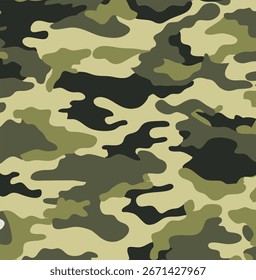 Patrón de camuflaje verde clásico para el diseño de fondo sin fisuras