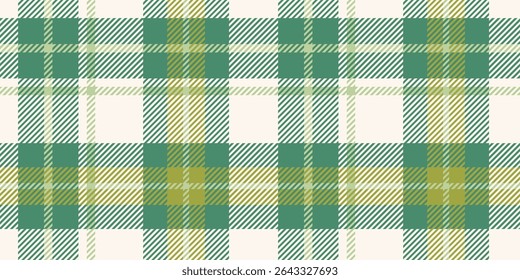 Classic Green and Cream Plaid Pattern with Yellow Accents in a Seamless Checkered Design for Textiles, Fashion, and Decorative Backgrounds
