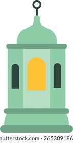 Classic green Islamic lantern for Ramadan-themed projects, vector-style icon design perfect for spiritual, cultural, or celebration visuals.
