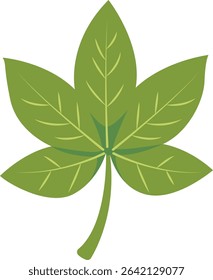 A classic green maple leaf with distinct lobes, evoking the warmth and beauty of autumn in a clean, elegant design.