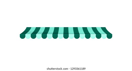 Classic green and white striped canopy awning, design element for cafe, shop, restaurant vector Illustration