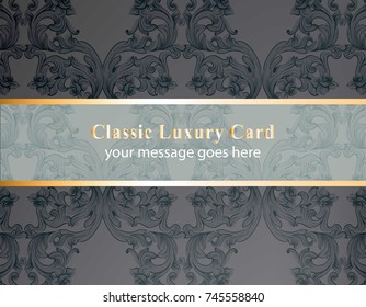 Classic greeting card with baroque ornament Vector illustrations