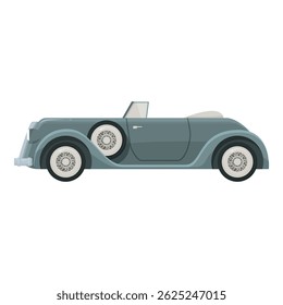 Classic grey convertible car with spare tire from profile view