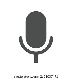 Ícone de Microfone Cinza Clássico no Plano de Fundo Branco para Gravação de Áudio. Design de ícone da interface do usuário. Ilustração de vetor.