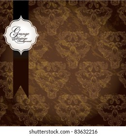 classic grungy vintage damask background card